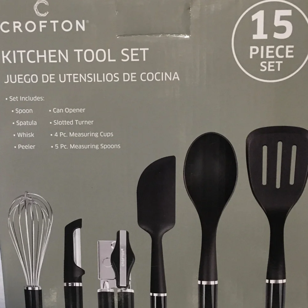 NIB Crofton New In Box PBA FREE 15 Pc Kitchen Tool Set Black Dishwasher …